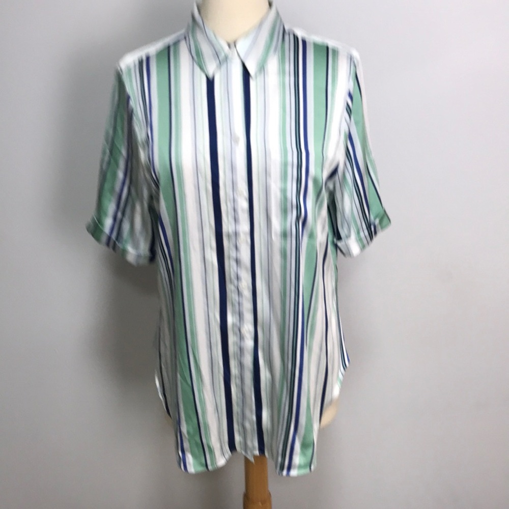 LAST CALL EUC Chico’s silky camp dress blouse shirt SIZE 2 L/XL 14 NFR